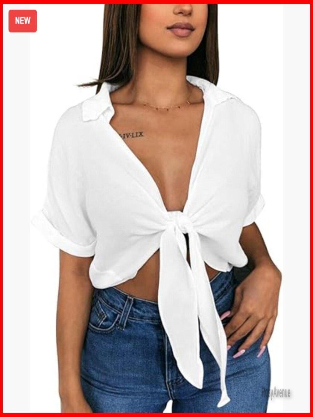Womens V Neck Batwing Blouse Tie Knot Crop Top Short Sleeve Summer T-Shirt
